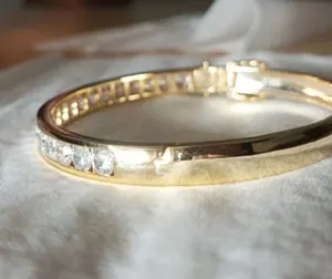 Moissanite <b>Bangle</b> <b>Bracelet</b> 925 Sterling <b>Silver</b> White Gold Plated Luxury Sparkling Diamond Alternative Jewelry - Product Image 3