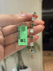 Luxury <b>Cushion</b> Lab Grown Diamond Tennis Bracelet 6.20 Ct Emerald Alternating Halo Link 14K Gold IGI Certified Fine Jewelry Gift - Product Image 5