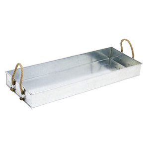 Classic <b>Large</b> Galvanized Steel <b>Tray</b> With Rope Handles Rectangular Vintage Metal Serving <b>Tray</b> For Outdoor Dining Or Home Decor - Product Image 1
