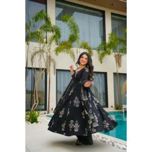 Tenue de soirée Anarkali de marque taille XS avec belle impression numérique - Product Image 5