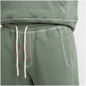 Conjunto Deportivo Unisex con Capucha Verde, Manga Larga, Color Sólido, Corte Holgado Informal, Transpirable, de Algodón, para Otoño - Product Image 5
