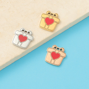 Ciondolo a Forma di Cuore Smaltato 12.8x13MM in Acciaio Inossidabile Placcato Oro Rosa, Accessori per Gioielli per Adolescenti - Product Image 5