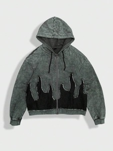 Sudadera con capucha para hombre, hombros caídos, estilo oversized, algodón grueso, forro polar, bordado estampado, estilo casual, streetwear. - Product Image 3