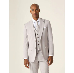Blazer extensible beige à simple boutonnage pour homme, revers cranté, style britannique, coupe classique, 100 % coton tissé 140g - Product Image 4