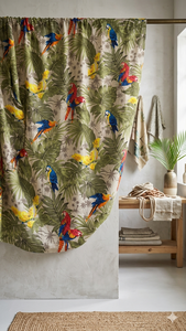 Tissu imprimé perroquet tropical, tissu popeline peigné tissé, écologique, absorbant l'humidité, respirant, léger, pour femmes - Product Image 3