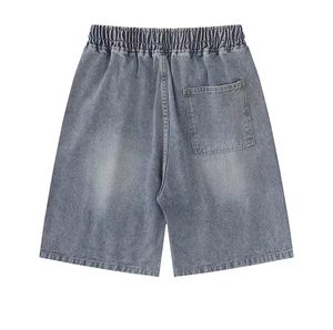 Shorts en jean pour homme, taille élastique, déchirés, style décontracté, 100% coton, tissu en laine, shorts vintage - Product Image 4