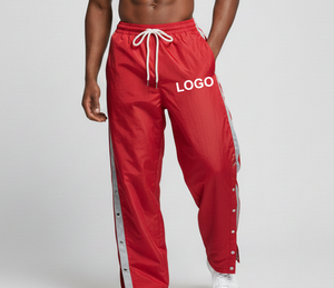 Pantalon de survêtement rouge pour homme, taille élastique, cordon de serrage, logo imprimé sur la bande latérale, joggers décontractés légers pour l'été - Product Image 4