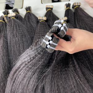 Meilleure qualité de cheveux humains vietnamiens bruts crépus droits vague naturelle et faisceaux de boucles italiennes doux et lisses vente saine - Product Image 5