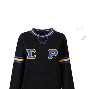 เสื้อสเวตเชิ้ต Sigma Gamma Rho Chenille ลายตัวอักษรกรีกสำหรับผู้หญิง สีดำ ทอง น้ำเงิน ลายทาง มีกระเป๋า คอกลม เสื้อพูลโอเวอร์สำหรับชมรมนักศึกษา - Product Image 5