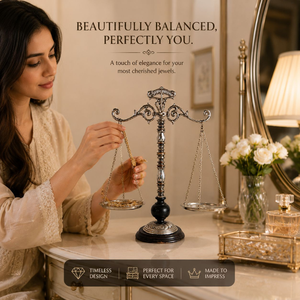 Premium Antique Style Brass Balance Scale <b>Jewellery</b> <b>Holder</b> Decorative Display Stand for Rings Earrings Necklaces and Bracelets - Product Image 3