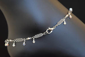 Tobillera de Plata de Ley 925 con Cuentas de Cristal Estilo Rajasthani - Delicada Joyería de Tobillera Colgante para Mujeres y Niñas - Product Image 2