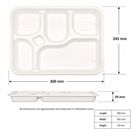 5 CP Assiettes jetables robustes en bagasse, écologiques, compostables, biodégradables, micro-ondables, pour repas, mariages et fêtes