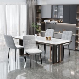 Set Moderno di 4 Sedie da Pranzo per Cucina e Sala da Pranzo con Seduta Imbottita e Gambe in Metallo per Casa - Product Image 2