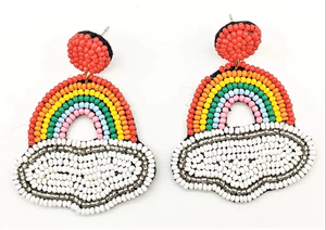 Boucles d'oreilles pendantes à pampilles perlées colorées avec motif œil, style bohème, bijoux fantaisie pour femme - Product Image 5