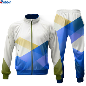 Ensemble de survêtement unisexe personnalisé à imprimé géométrique, veste zippée intégrale et pantalon, tenue décontractée pour le printemps, 100 % polyester, séchage rapide - Product Image 6