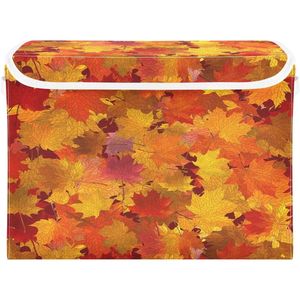 Contenitori per foglie autunnali con coperchi e maniglie, pieghevoli, in legno d'acero, per lavanderia, comodi contenitori portaoggetti con coperchio - Product Image 1