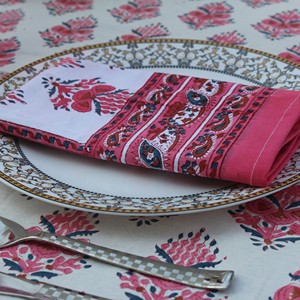 Vintage Indian Floral Block Print Premium Quality Handmade Cotton Tablecloth Square <b>Covers</b> Napkin/Placemat/Runner Modern Party - Product Image 2