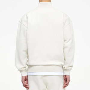 Sudadera de Hombre con Cierre de Cremallera, Corte Regular, Color Sólido, Cuello Alto, 100% Algodón, Felpa Francesa, Estilo Minimalista para Otoño - Product Image 3
