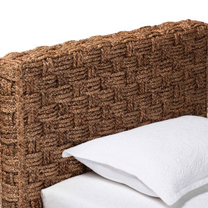 Handwoven Seagrass <b>Twin</b> Size Coastal Boho <b>Bed</b> <b>Frame</b> Daybed with Intricate Basketweave Design - Product Image 3