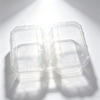 Boîtes alimentaires en plastique transparent à 2 compartiments avec couvercles hermétiques à clipser, boîtes de rangement jetables divisées pour pâtisserie