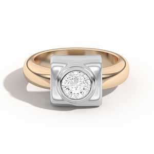 1 Carat Round Lab Grown Diamond Statement <b>Ring</b> 14K Solid Gold Unique Bezel Set Modern Minimalist Bridal Proposal Band Gift Women - Product Image 1