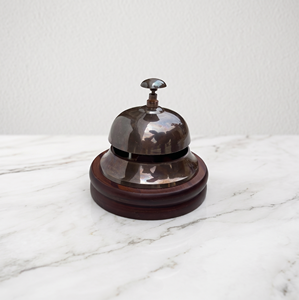 Vintage Brass Hotel Reception <b>Bell</b> with Wooden Base – Antique Desk Service <b>Call</b> <b>Bell</b>, Decorative Tabletop <b>Bell</b> for Office - Product Image 4