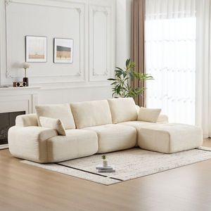 Divano Sezionale Modulare Moderno Cloud Pet-Friendly, Grande Divano Comprimibile in Memory Foam con Gambe in Tessuto Corduroy per Soggiorno - Product Image 1