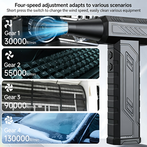 เครื่องเป่าลมเทอร์โบ 130000RPM มอเตอร์ไร้แปรงถ่าน 160W แบตเตอรี่ 8000mAh ไฟ LED เครื่องดูดฝุ่น พัดลมปรับความเร็วได้ 4 ระดับ - Product Image 5