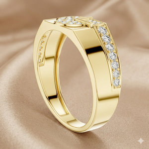 Men's Yellow Gold Plated Geometric Cluster <b>CZ</b> <b>Ring</b> Luxury Statement Wedding Band Diamond Look Fashion Jewelry <b>Ring</b> - Product Image 1