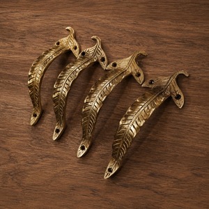 SHUBHAM Customized Vintage Leaf Gold-Plated <b>Brass</b> Casting <b>Door</b> <b>Knob</b> Handle Decorative Furniture Hardware Model 40DH01802 for - Product Image 6