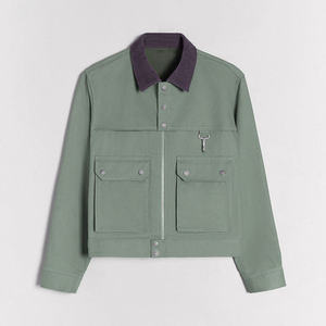 Custom Men's Vintage <b>Canvas</b> <b>Work</b> <b>Jacket</b> Casual Winter Turn Collar Cashmere Outdoor Streetwear Coat - Product Image 6