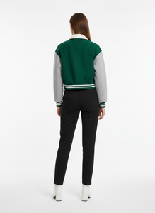 Women's Vintage Pink Winter Breathable Finished Crop <b>Top</b> Varsity Jacket Embroidery Letter Custom Logo Thick Wool/<b>Viscose</b> Relax - Product Image 5