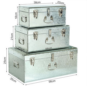 Export <b>Trunk</b> Metal <b>Storage</b> <b>Box</b> With Lid Industrial Design 1 Layer Tools Organizer Hinged Lid Heavy Duty - Product Image 3