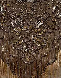 Cape d'épaule en polyester doré bronze pour femme avec franges perlées et broderie florale à sequins par COTTON COUTURE pour mariage et soirée - Product Image 6