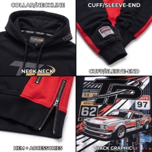 Sudadera con Capucha y Cierre de Cremallera de 1/4 para Hombre, de Forro Polar Térmico de 380g, en Negro, Rojo y Blanco, para Uso Casual en Otoño, de Topline Products - Product Image 2