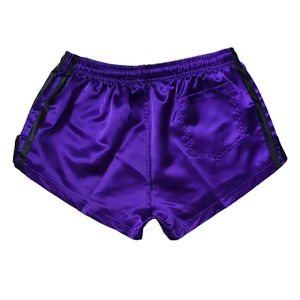 Shorts de bain personnalisés pour hommes en nylon à séchage rapide, couleur violette, respirants, pour la plage, taille basse élastique, shorts de course en nylon - Product Image 2