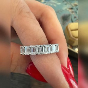 Luxury <b>Emerald</b> Cut Lab Grown Diamond <b>Ring</b> For Women Sterling <b>Silver</b> Engagement Wedding Anniversary Band Modern Fine Jewelry Gift - Product Image 4