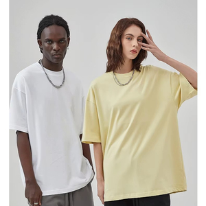 T-shirt personnalisé en coton épais 100% uni, unisexe, coupe ample, col rond, tissu tricoté 240g, décontracté, respirant, séchage rapide - Product Image 3