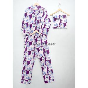Conjunto de Pijama de Algodón de Manga Larga para Mujer, Cómodo, Transpirable, Tela Suave, Dos Piezas, Cintura Elástica, para Uso Diario en Verano - Product Image 3