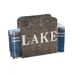 Porta Servilletas Rústico de Metal Galvanizado con Diseño de Lago - Product Image 1