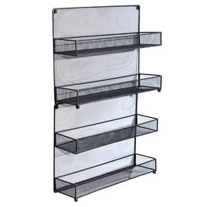 Étagère à épices murale en maille bronze à 4 niveaux pour le rangement de la cuisine, solution d'organisation des ustensiles de cuisine - Product Image 4