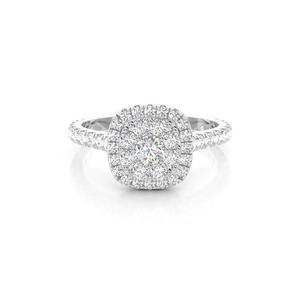 Bague de fiançailles et de mariage pour femme en argent sterling 925 plaqué rhodium, sertie de diamants de laboratoire, style ethnique, à double sangle pavée - Product Image 1