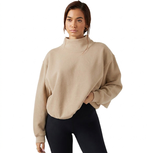 Pull à col roulé oversize pour femme, manches longues, tricoté, couleur unie, pour l'automne, respirant, en coton et bambou, col montant - Product Image 2
