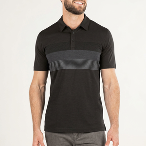 Men's Blue Short Sleeve Knitted <b>Polo</b> <b>Shirt</b> With <b>Striped</b> Color Blocked Design Casual Style - Product Image 6