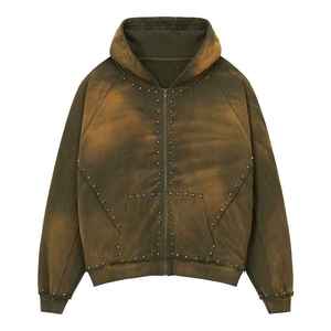 Streetwear Custom <b>Skeleton</b> Logo Rhinestone <b>Full</b> Face Zip-Up Hoodie 2026 Best Quality Vintage Loose Fit Unisex - Product Image 4