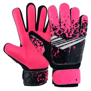 Football Goalkeeper Gloves Full Finger Latex Red Black Sublimation Print Non-Slip Breathable Adjustable Wrist <b>Strap</b> Hook Loop - Product Image 2