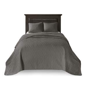 Dark <b>Grey</b> Full Reversible <b>Bedspread</b> Set - Product Image 6