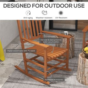 Set di 2 Sedie a Dondolo in Legno per Esterni, con Schienale Alto e Braccioli Lisci, Ideali per Appartamenti, Portici, Giardini e Balconi - Product Image 4
