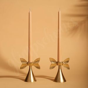 Golden <b>Bow</b> Candle <b>Holder</b> Metal Taper Candle Stand Decorative Candlestick <b>Holder</b> for Home Decor Dining Table Wedding - Product Image 4