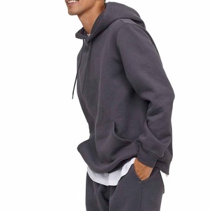 Sudadera con Capucha de Algodón Gris Oscuro para Hombre, Manga Larga, Color Sólido, Corte Regular Informal, con Bolsillos Laterales, Ropa de Otoño - Product Image 5